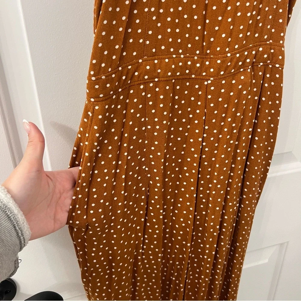 Abercrombie & Fitch Brown Polka Dot Wide-Leg Jumpsuit - Picture 4 of 10
